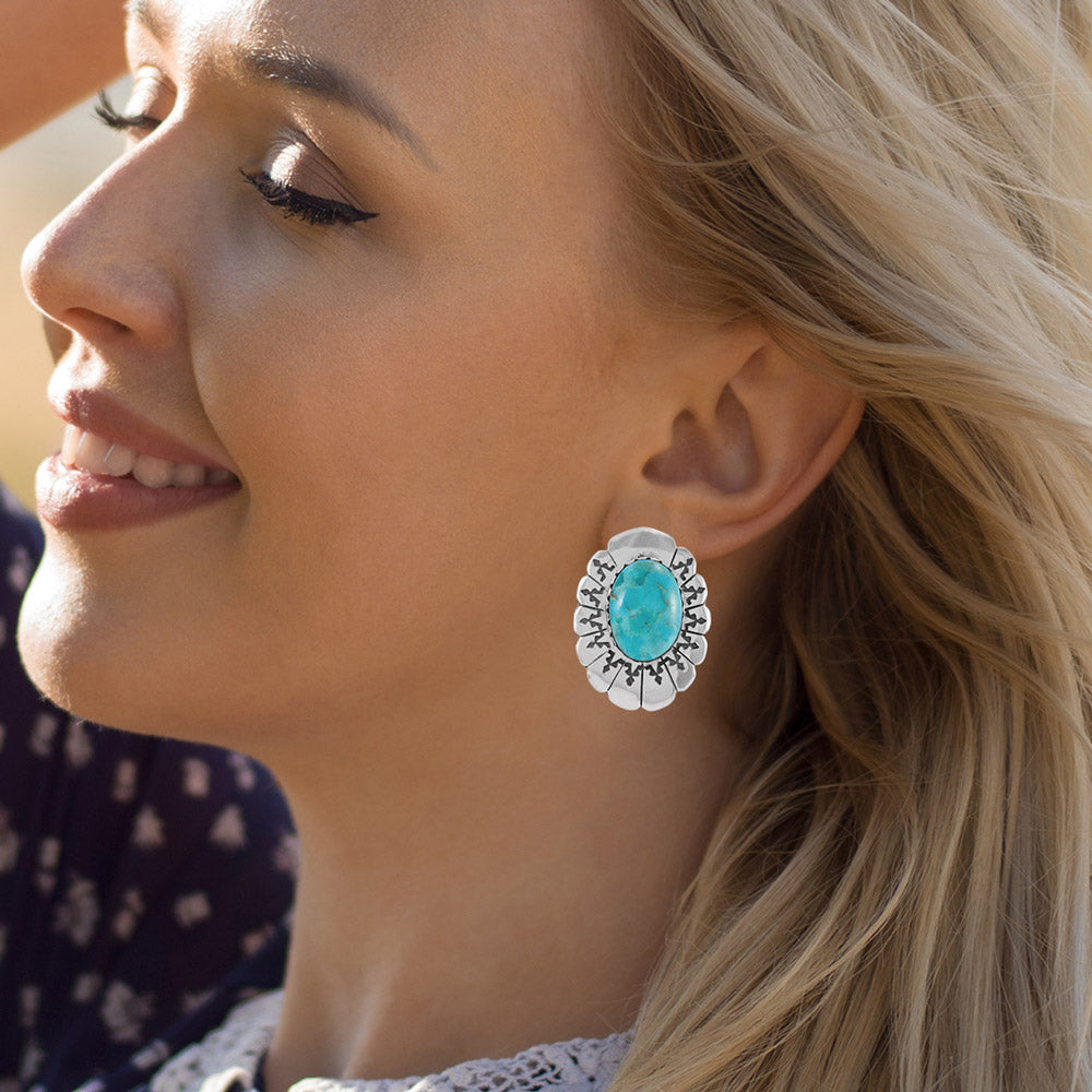 Matrix Turquoise Earrings Sterling Silver E1484-C84