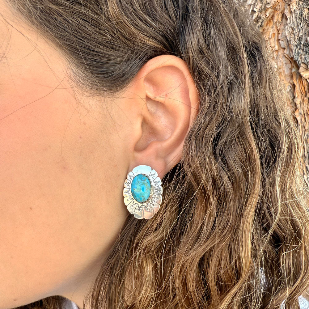 Matrix Turquoise Earrings Sterling Silver E1484-C84