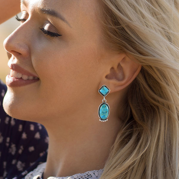 Turquoise Earrings Sterling Silver E1492-SM-C75