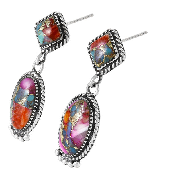 Rainbow Spiny Turquoise Earrings Sterling Silver E1492-SM-C91