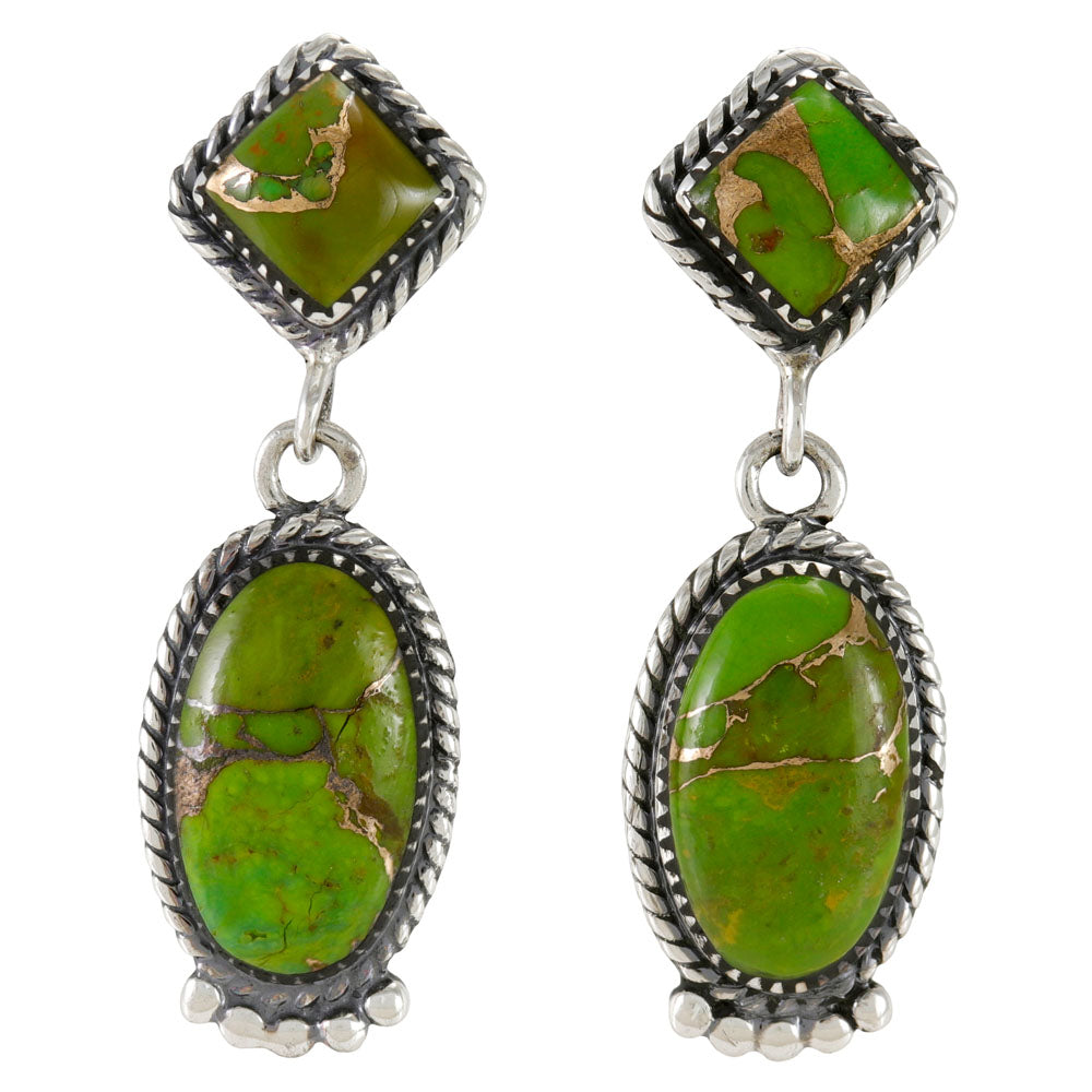 Green Turquoise Earrings Sterling Silver E1492-SM-C76