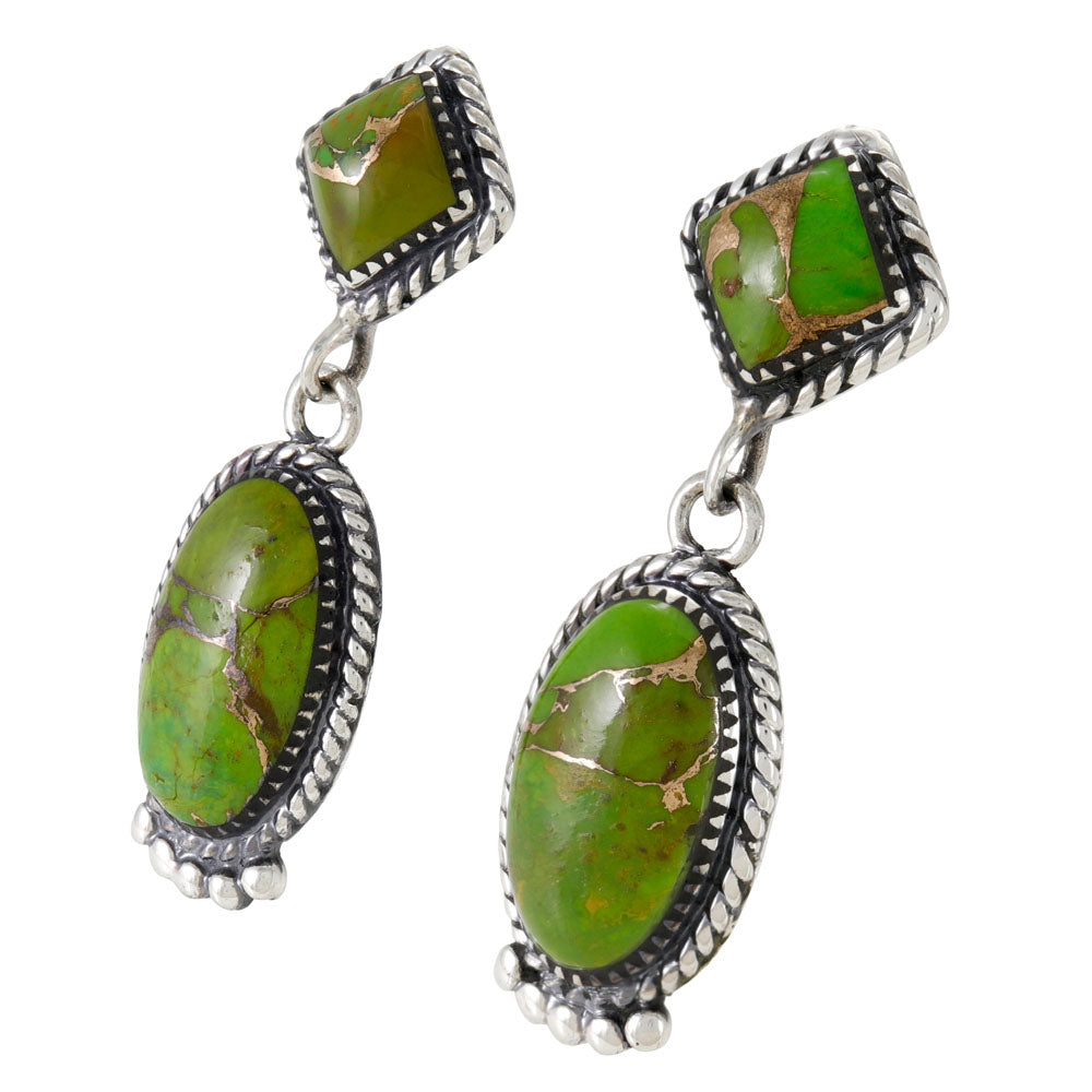 Green Turquoise Earrings Sterling Silver E1492-SM-C76