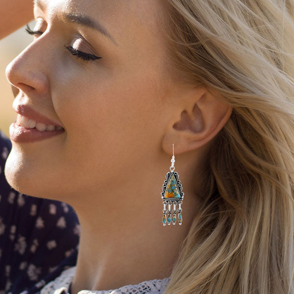 Spiny Turquoise Earrings Sterling Silver E1494-C89