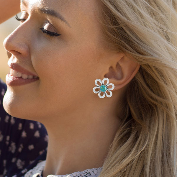 Turquoise Earrings Sterling Silver E1497-C75