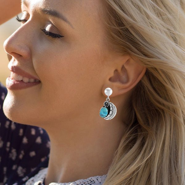 Turquoise Earrings Sterling Silver E1498-C75