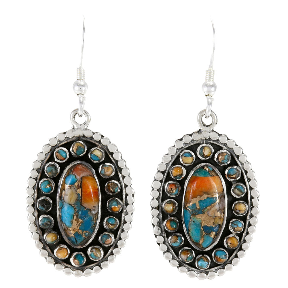 Spiny Turquoise Earrings Sterling Silver E1502-C89