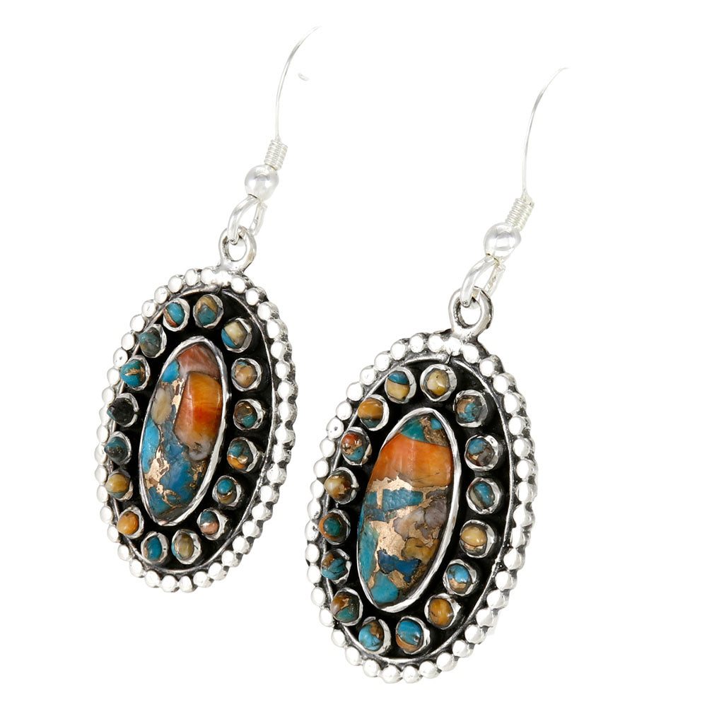 Spiny Turquoise Earrings Sterling Silver E1502-C89