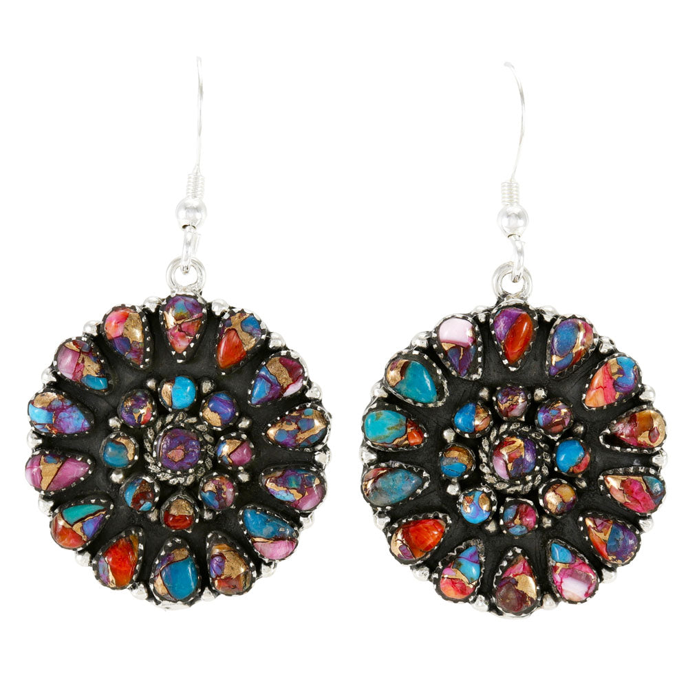 Rainbow Spiny Turquoise Earrings Sterling Silver E1507-C91