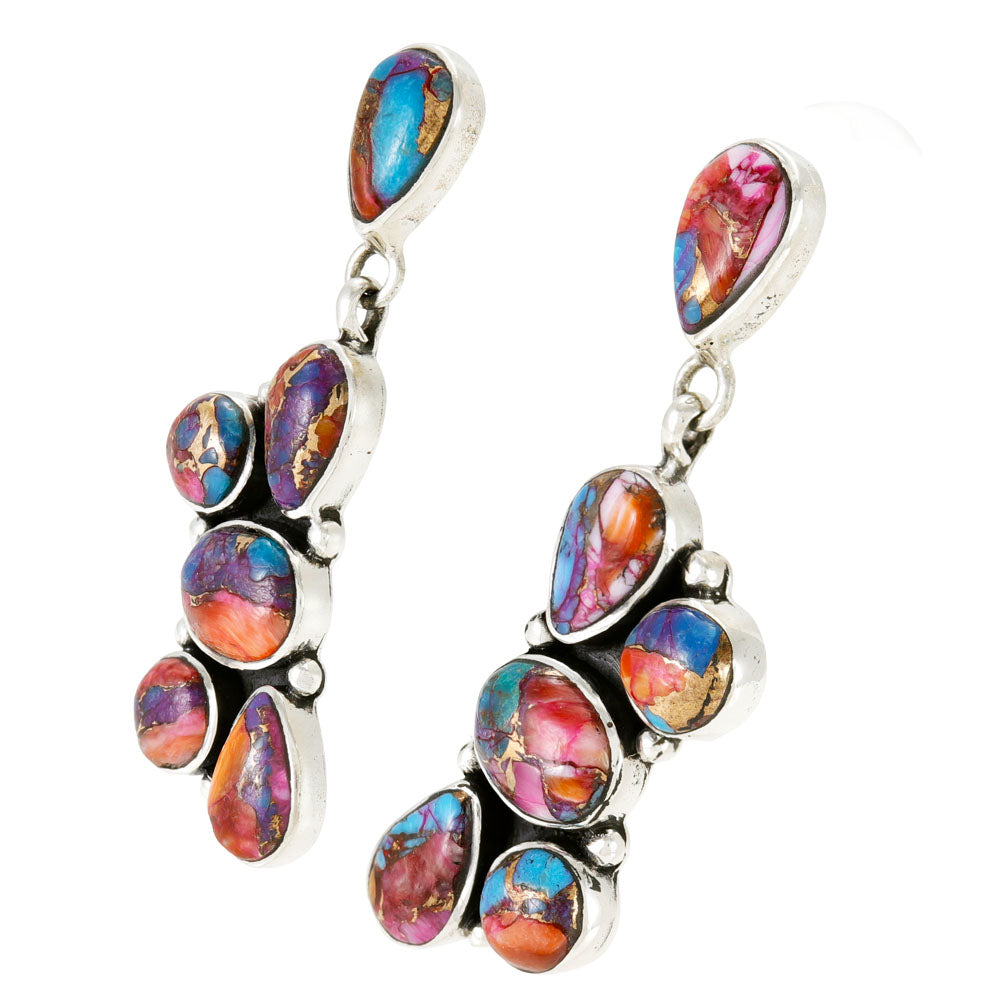Rainbow Spiny Turquoise Earrings Sterling Silver E1510-C91