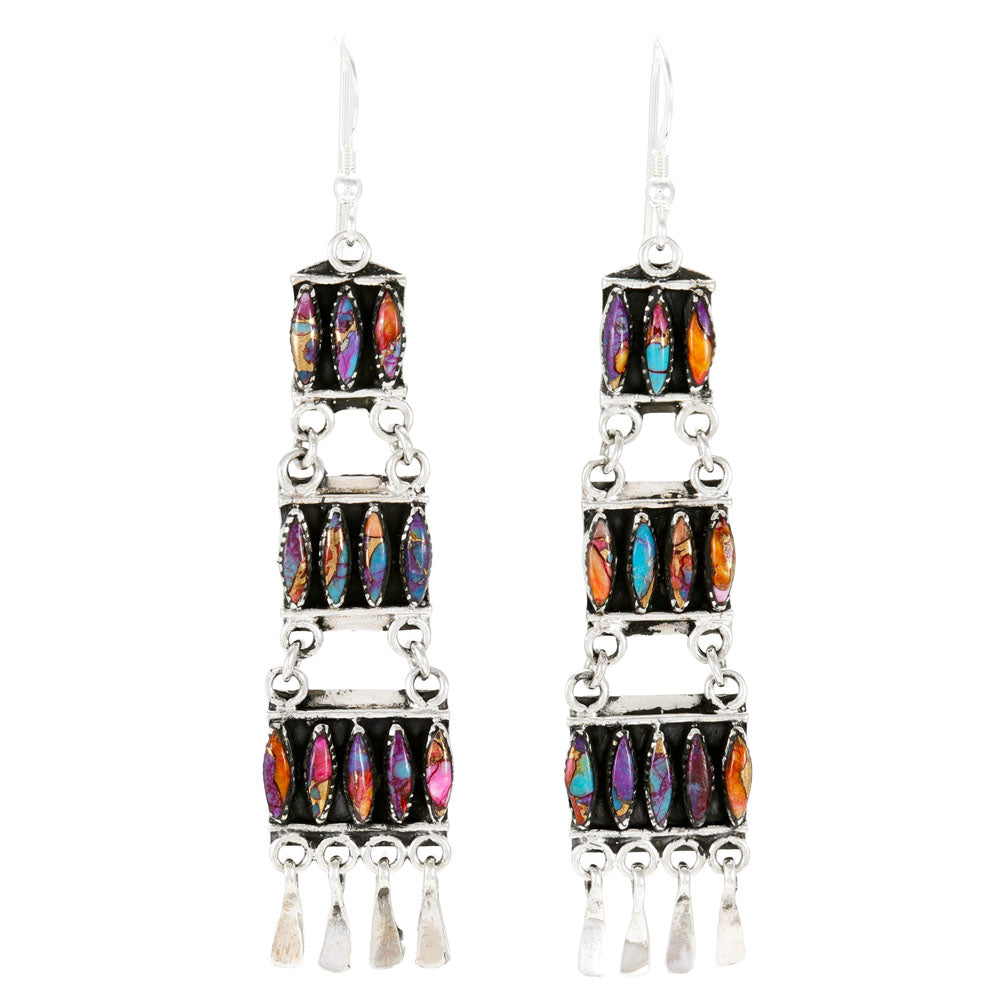 Rainbow Spiny Turquoise Earrings Sterling Silver E1511-C91