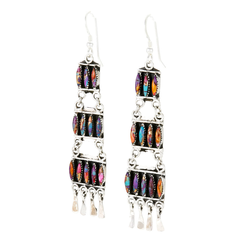 Rainbow Spiny Turquoise Earrings Sterling Silver E1511-C91