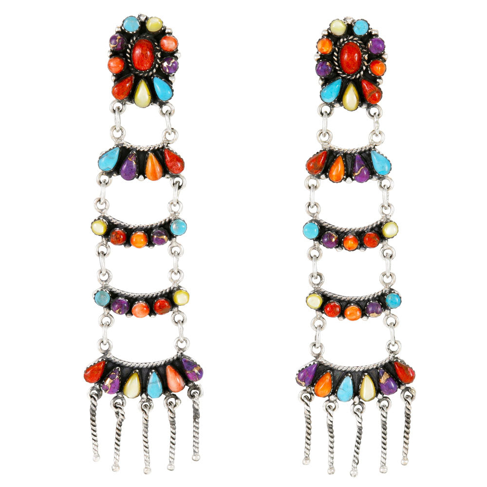 Multi Gemstones Earrings Sterling Silver E1512-C71