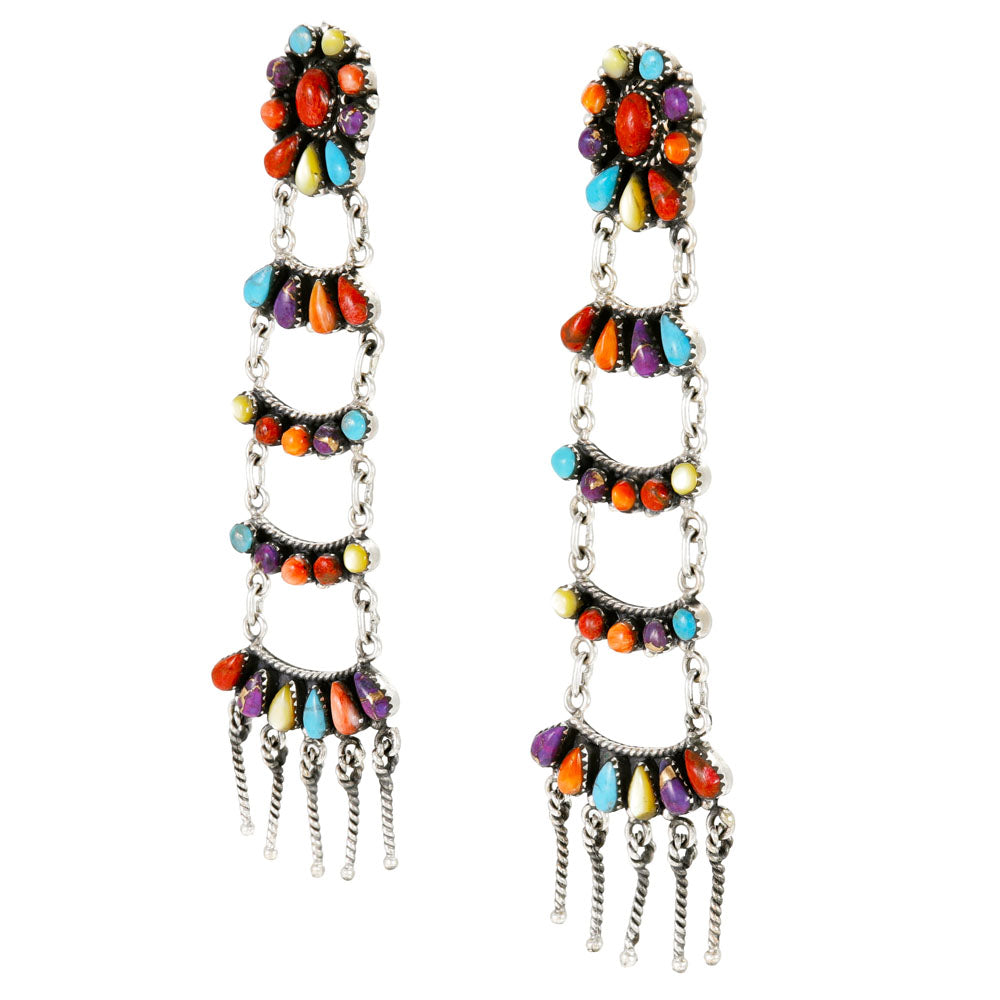 Multi Gemstones Earrings Sterling Silver E1512-C71
