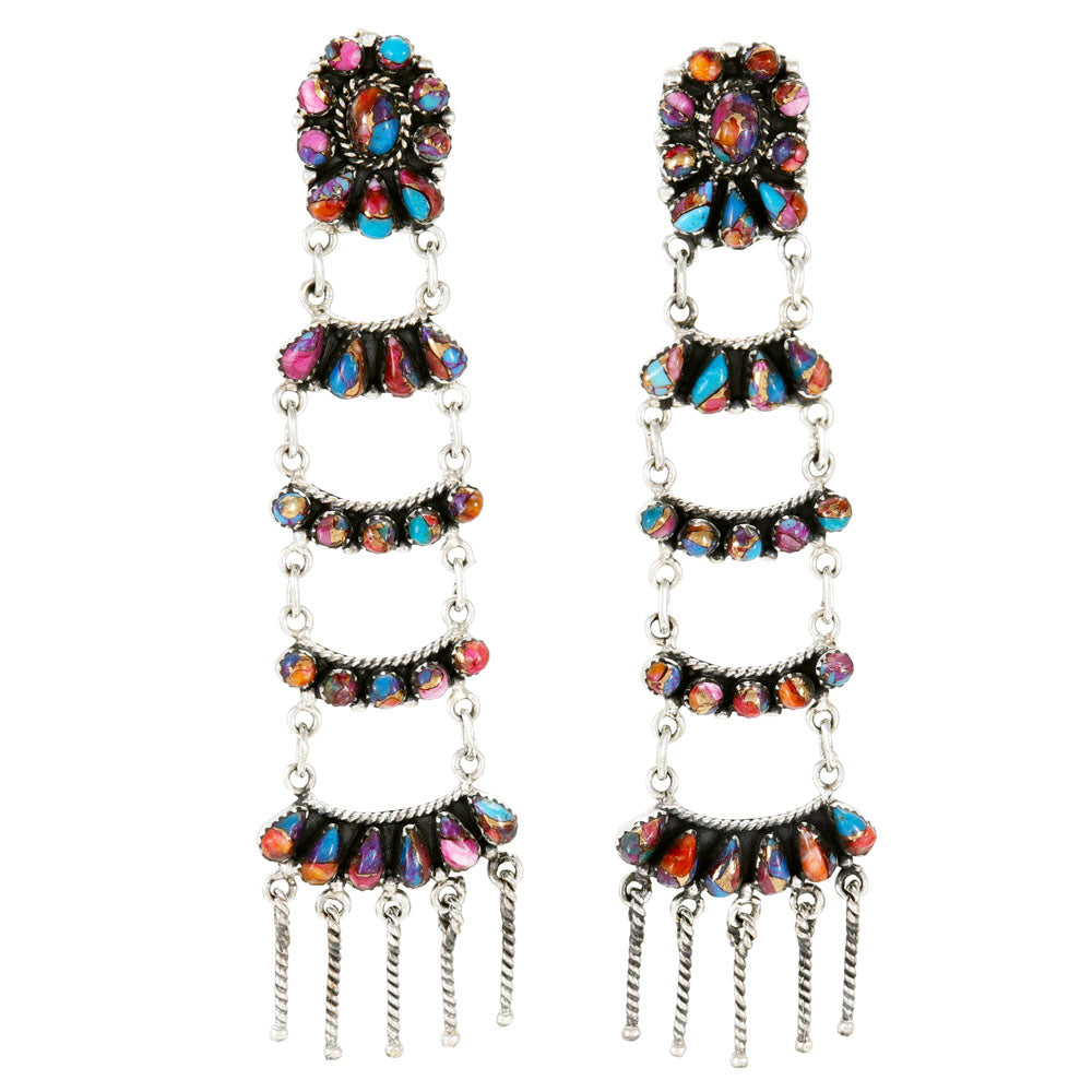 Rainbow Spiny Turquoise Earrings Sterling Silver E1512-C91