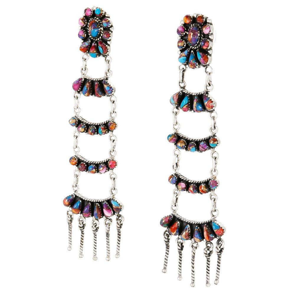 Rainbow Spiny Turquoise Earrings Sterling Silver E1512-C91