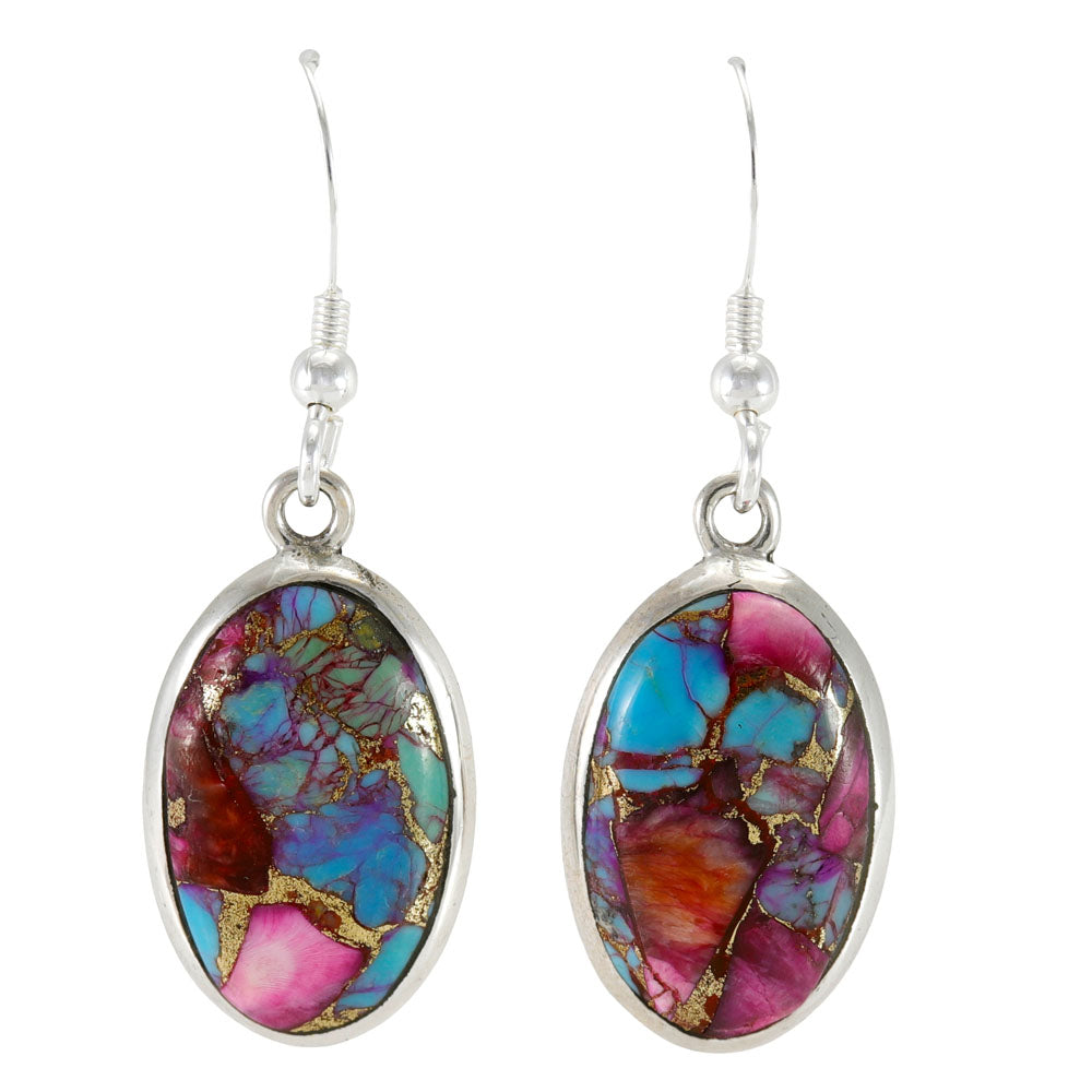 Rainbow Spiny Turquoise Earrings Sterling Silver E1516-C91