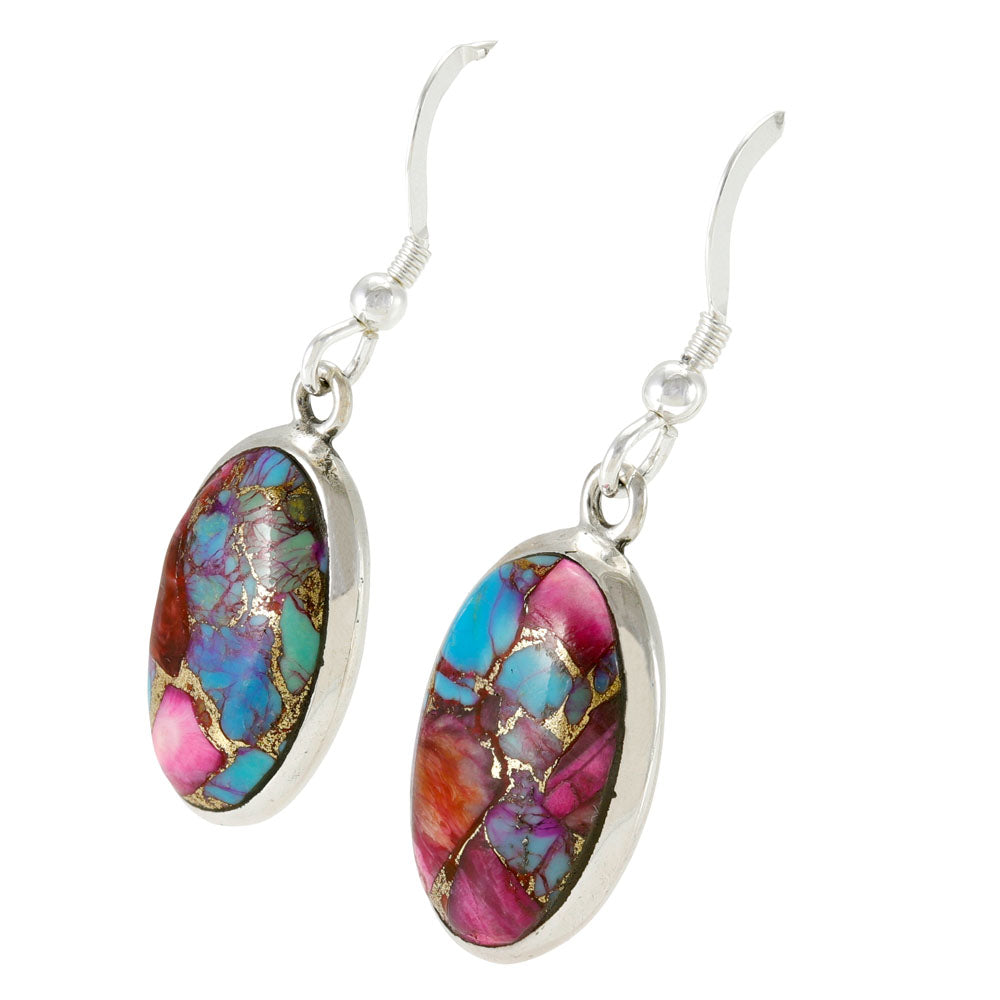 Rainbow Spiny Turquoise Earrings Sterling Silver E1516-C91