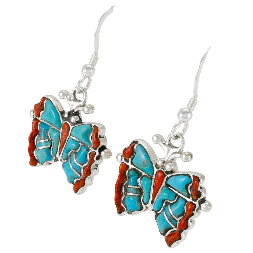Butterfly Earrings Turquoise Sterling Silver E1517-C85