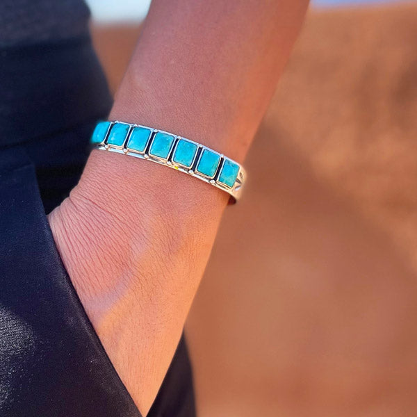 Turquoise Bracelet Sterling Silver B5586-C75