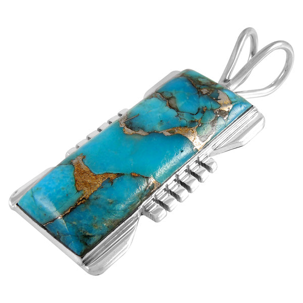Matrix Turquoise Jewelry Pendant Sterling Silver P3044-LG-C84