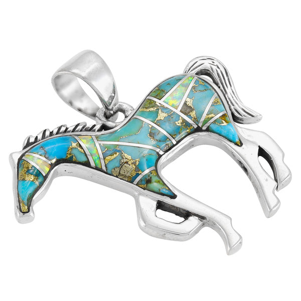 Matrix Turquoise Horse Pendant Sterling Silver P3049-SM-C24