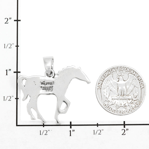 Horse Pendant Multi Gemstones Sterling Silver P3049-SM-C51