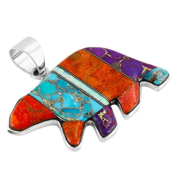 Sterling Silver Bear Pendant Multicolor P3052-C00