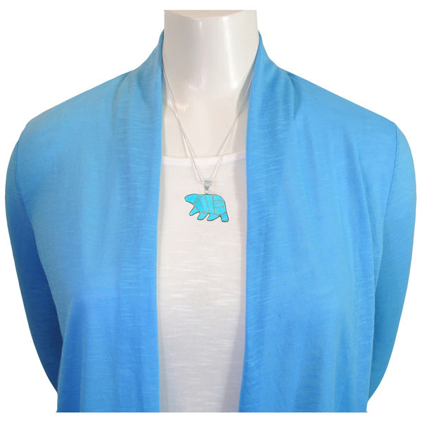 Sterling Silver Bear Pendant Turquoise P3052-C05