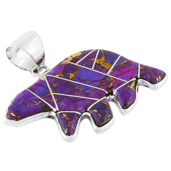 Purple Turquoise Bear Pendant Sterling Silver P3052-C07