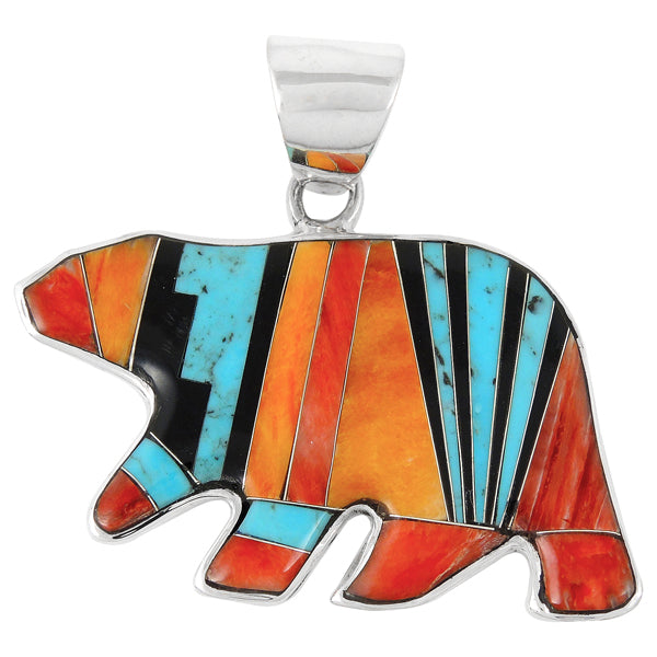 Sterling Silver Bear Pendant Multicolor P3052-C03