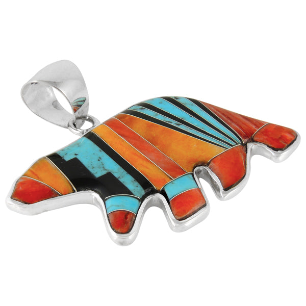 Sterling Silver Bear Pendant Multicolor P3052-C03