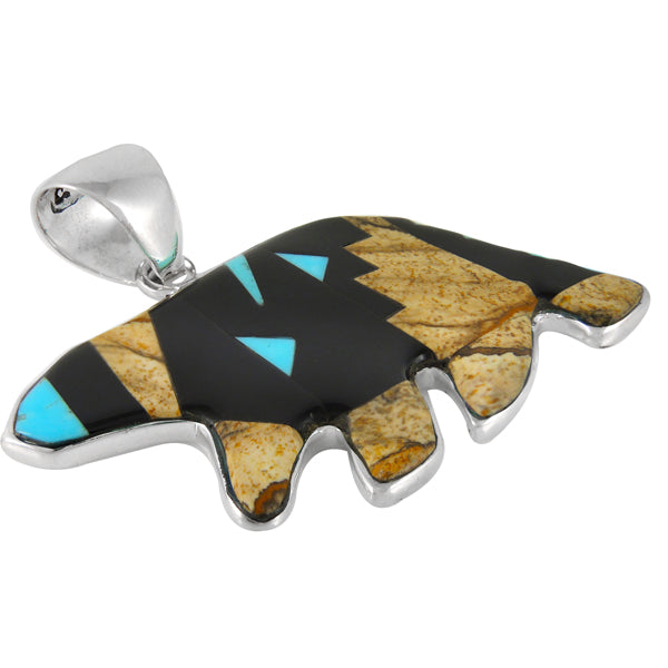 Sterling Silver Bear Pendant Multicolor P3052-C04