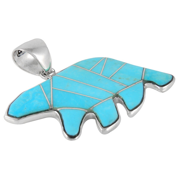Sterling Silver Bear Pendant Turquoise P3052-C05