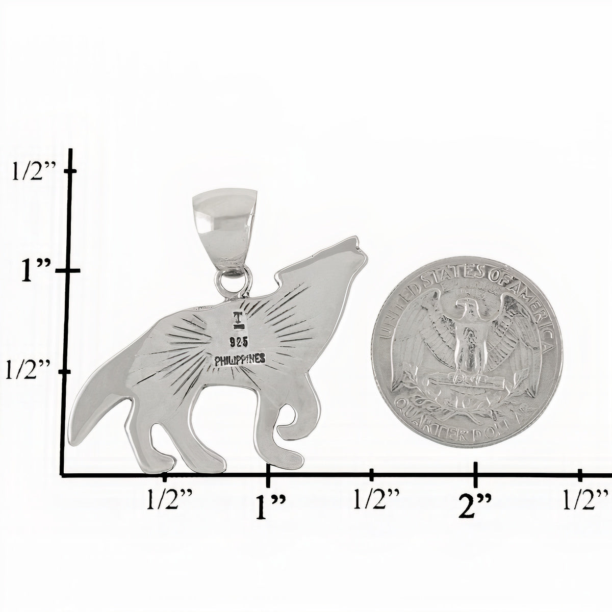 Turquoise Coyote Wolf Pendant Sterling Silver P3057-C05