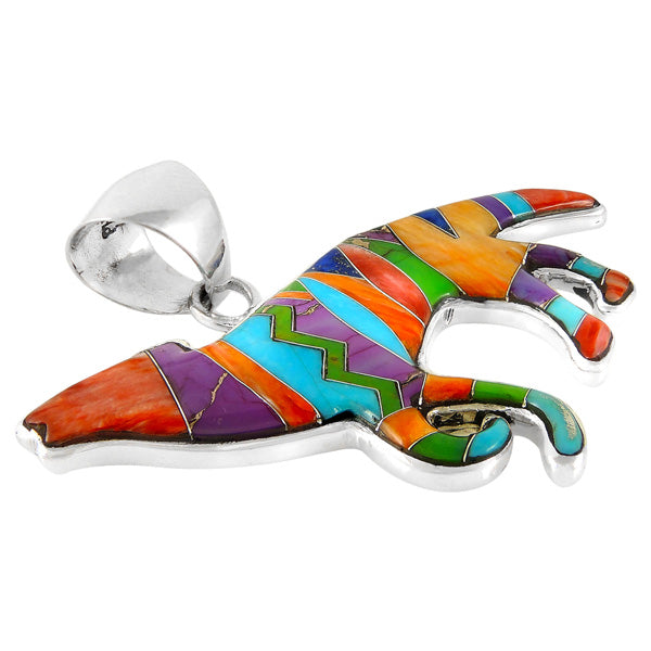 Sterling Silver Coyote Wolf Pendant Multicolor P3057-C01