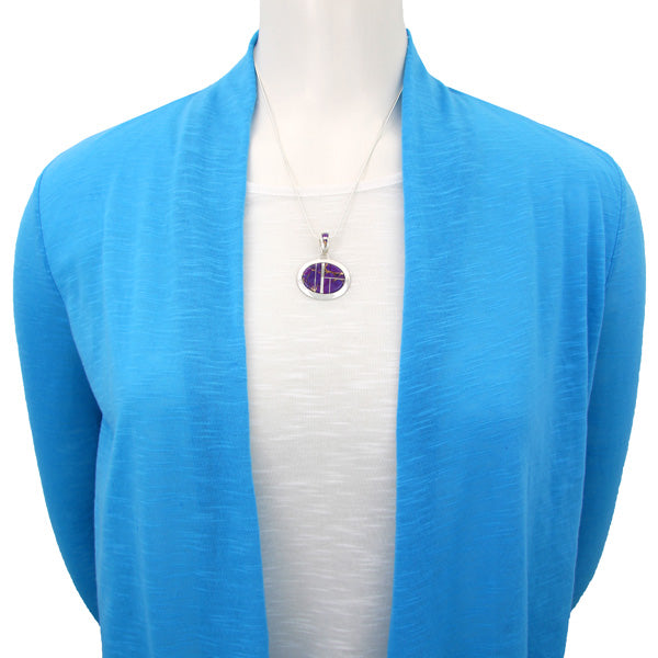 Purple Turquoise Pendant Sterling Silver P3082-LG-C07