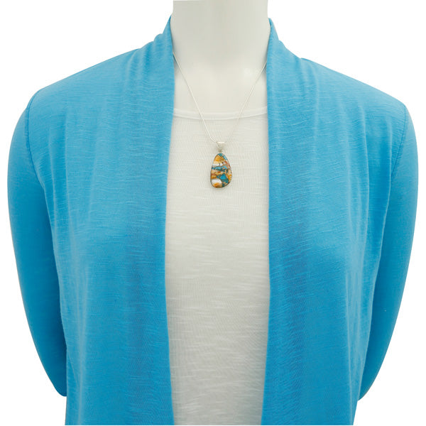 Spiny Turquoise Pendant Sterling Silver P3102-LG-C89