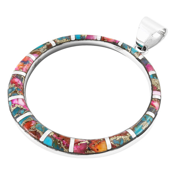Rainbow Spiny Turquoise Pendant Sterling Silver P3124-C91