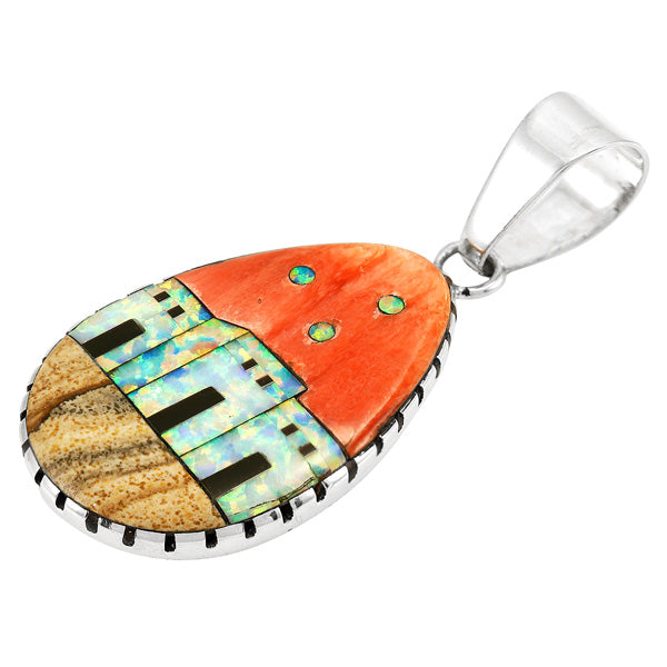 Ancient Village Multicolor Pendant Sterling Silver P3131-C44