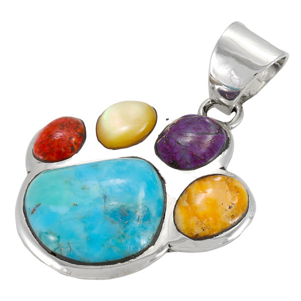 Sterling Silver Paw Pendant Multicolor P3178-C71