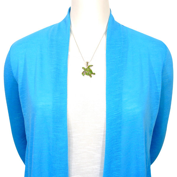 Sterling Silver Turtle Pendant Green Turquoise P3180-C06