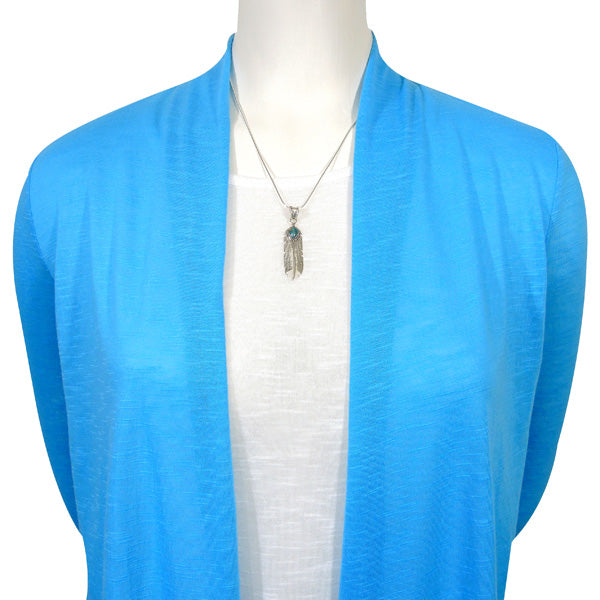 Sterling Silver Feather Pendant Matrix Turquoise P3190-SM-C84