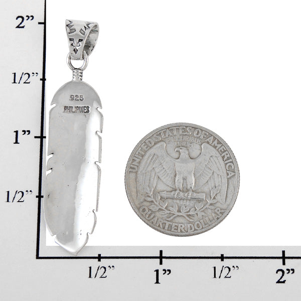 Sterling Silver Feather Pendant Matrix Turquoise P3190-SM-C84