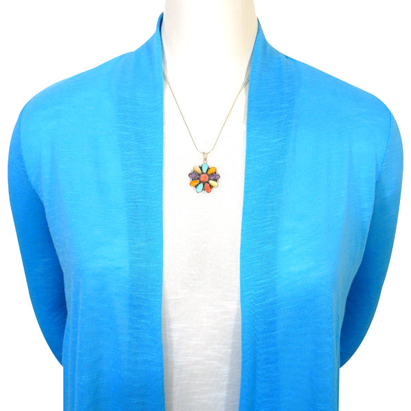 Sterling Silver Flower Pendant Multicolor P3193-C71