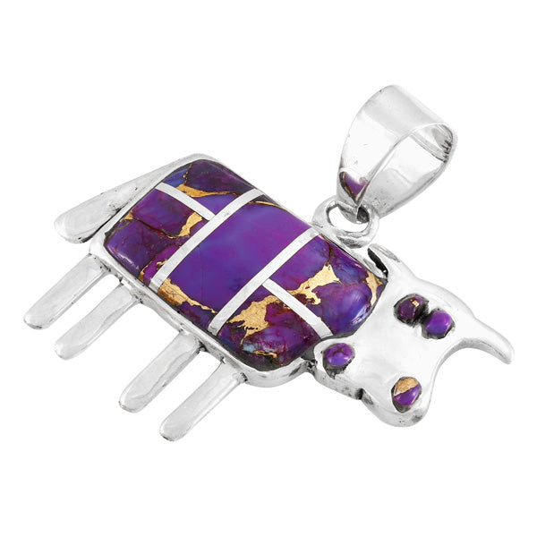 Cow Pendant Purple Turquoise Sterling Silver P3231-C07