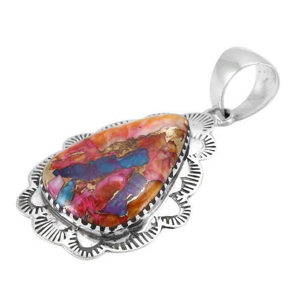 Rainbow Spiny Turquoise Pendant Sterling Silver P3261-C91