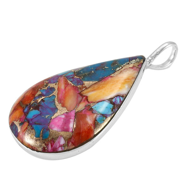Rainbow Spiny Turquoise Pendant Sterling Silver P3269-C91