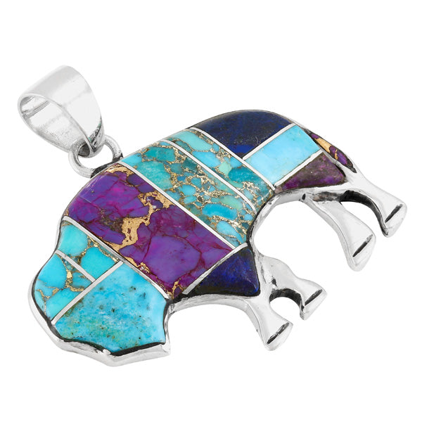 Buffalo Multicolor Pendant Sterling Silver P3305-C02