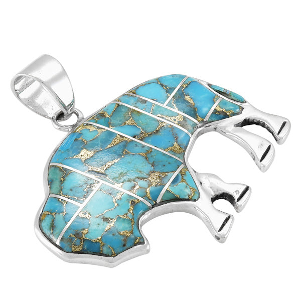 Buffalo Matrix Turquoise Pendant Sterling Silver P3305-C84