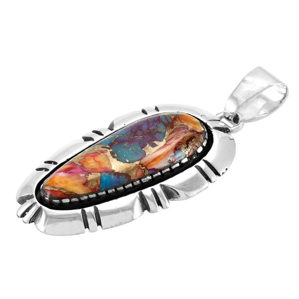 Rainbow Spiny Turquoise Pendant Sterling Silver P3320-C91